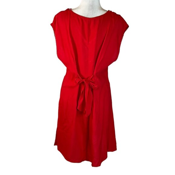 Shoreline Red Embroidered Boho Dress XL Sleeveless Rayon Tunic Festival Tie Back - Picture 2 of 10